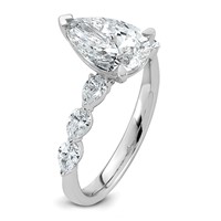14K White Gold 2.62ct Cert Pear Ctr Lab Grown Dia VS+ F+ Ring with Pear Sides Comp view 4