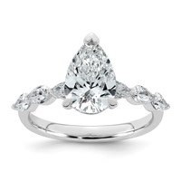 14K White Gold 2.62ct Cert Pear Ctr Lab Grown Dia VS+ F+ Ring with Pear Sides Comp view 1