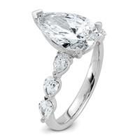 14K White Gold 3.88ct Cert Pear Ctr Lab Grown Dia VS+ F+ Ring with Pear Sides Comp view 4