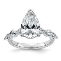 14K White Gold 3.88ct Cert Pear Ctr Lab Grown Dia VS+ F+ Ring with Pear Sides Comp view 1