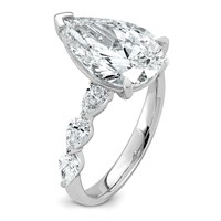 14K White Gold 4.88ct Cert Pear Ctr Lab Grown Dia VS+ F+ Ring with Pear Sides Comp view 4