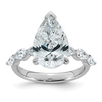 14K White Gold 4.88ct Cert Pear Ctr Lab Grown Dia VS+ F+ Ring with Pear Sides Comp view 1