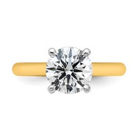 14K Two-tone 2 Carat Certified Lab Grown Diamond VS+ F+ Round 8X Complete Solitaire Ring view 4