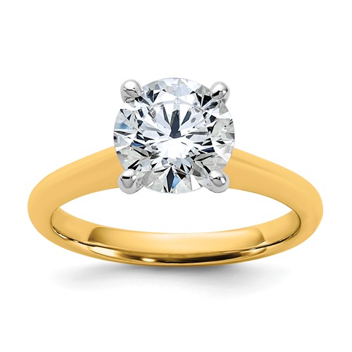 14K Two-tone 2 Carat Certified Lab Grown Diamond VS+ F+ Round 8X Complete Solitaire Ring