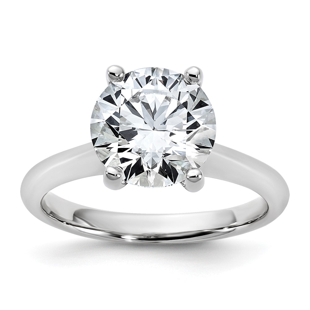14K White Gold 3 Carat Certified Lab Grown Diamond VS+ F+ Round 8X Complete Solitaire Ring