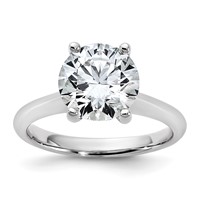 14K White Gold 3 Carat Certified Lab Grown Diamond VS+ F+ Round 8X Complete Solitaire Ring view 1