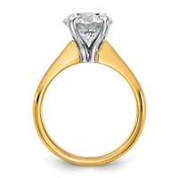 14K Two-tone 3 Carat Certified Lab Grown Diamond VS+ F+ Round 8X Complete Solitaire Ring view 2