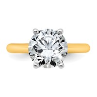 14K Two-tone 3 Carat Certified Lab Grown Diamond VS+ F+ Round 8X Complete Solitaire Ring view 4