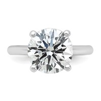 14K White Gold 4 Carat Certified Lab Grown Diamond VS+ F+ Round 8X Complete Solitaire Ring view 4