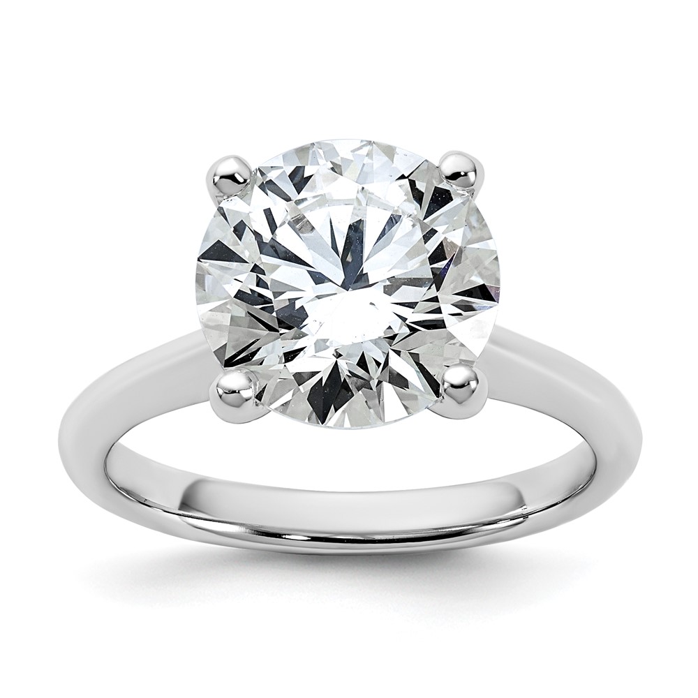 14K White Gold 4 Carat Certified Lab Grown Diamond VS+ F+ Round 8X Complete Solitaire Ring