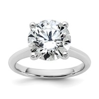 14K White Gold 4 Carat Certified Lab Grown Diamond VS+ F+ Round 8X Complete Solitaire Ring view 1