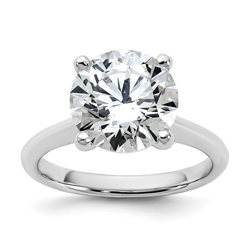14K White Gold 4 Carat Certified Lab Grown Diamond VS+ F+ Round 8X Complete Solitaire Ring