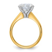 14K Two-tone 4 Carat Certified Lab Grown Diamond VS+ F+ Round 8X Complete Solitaire Ring view 2
