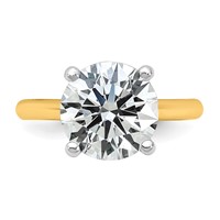 14K Two-tone 4 Carat Certified Lab Grown Diamond VS+ F+ Round 8X Complete Solitaire Ring view 4