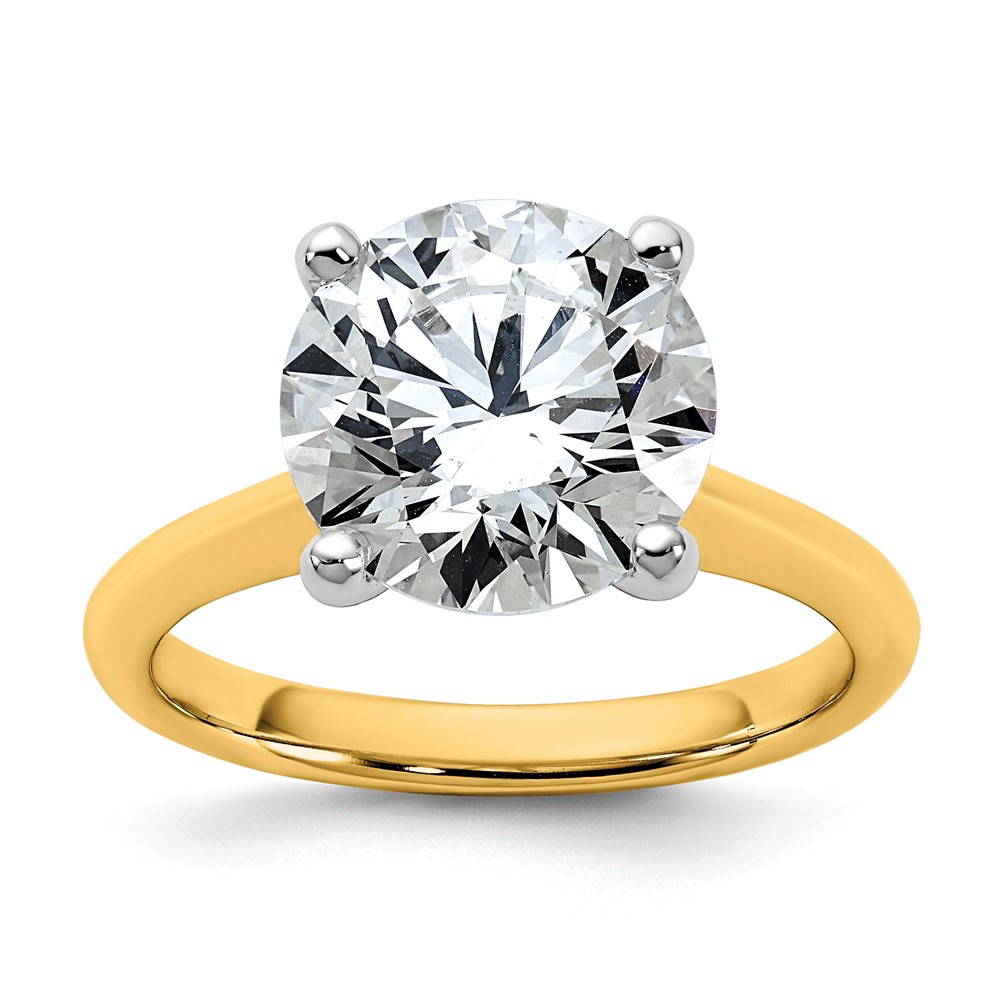 14K Two-tone 4 Carat Certified Lab Grown Diamond VS+ F+ Round 8X Complete Solitaire Ring