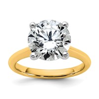 14K Two-tone 4 Carat Certified Lab Grown Diamond VS+ F+ Round 8X Complete Solitaire Ring view 1
