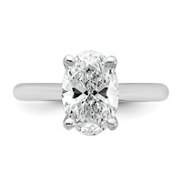 14K White Gold 2 Carat Certified Lab Grown Diamond VS+ F+ Oval 8X Complete Solitaire Ring view 4