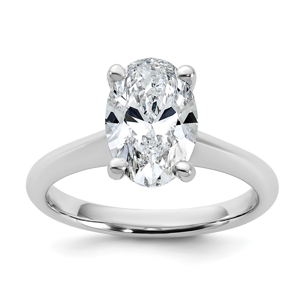 14K White Gold 2 Carat Certified Lab Grown Diamond VS+ F+ Oval 8X Complete Solitaire Ring