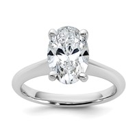 14K White Gold 2 Carat Certified Lab Grown Diamond VS+ F+ Oval 8X Complete Solitaire Ring view 1