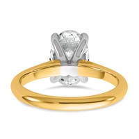 14K Two-tone 2 Carat Certified Lab Grown Diamond VS+ F+ Oval 8X Complete Solitaire Ring view 5