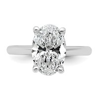 14K White Gold 3 Carat Certified Lab Grown Diamond VS+ F+ Oval 8X Complete Solitaire Ring view 4