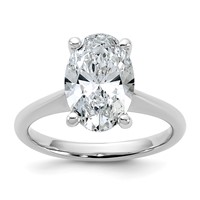 14K White Gold 3 Carat Certified Lab Grown Diamond VS+ F+ Oval 8X Complete Solitaire Ring view 1