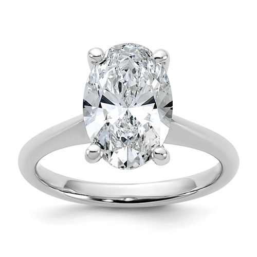 14K White Gold 3 Carat Certified Lab Grown Diamond VS+ F+ Oval 8X Complete Solitaire Ring