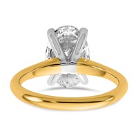 14K Two-tone 3 Carat Certified Lab Grown Diamond VS+ F+ Oval 8X Complete Solitaire Ring view 5