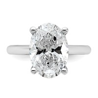 14K White Gold 4 Carat Certified Lab Grown Diamond VS+ F+ Oval 8X Complete Solitaire Ring view 4