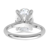 14K White Gold 4 Carat Certified Lab Grown Diamond VS+ F+ Oval 8X Complete Solitaire Ring view 5