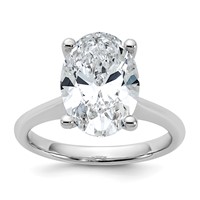 14K White Gold 4 Carat Certified Lab Grown Diamond VS+ F+ Oval 8X Complete Solitaire Ring view 1