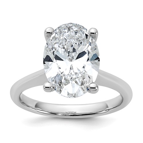 14K White Gold 4 Carat Certified Lab Grown Diamond VS+ F+ Oval 8X Complete Solitaire Ring