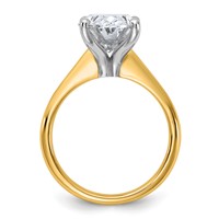 14K Two-tone 4 Carat Certified Lab Grown Diamond VS+ F+ Oval 8X Complete Solitaire Ring view 2