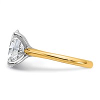 14K Two-tone 4 Carat Certified Lab Grown Diamond VS+ F+ Oval 8X Complete Solitaire Ring view 3