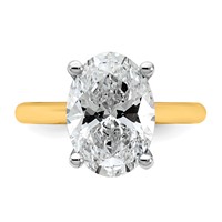 14K Two-tone 4 Carat Certified Lab Grown Diamond VS+ F+ Oval 8X Complete Solitaire Ring view 4