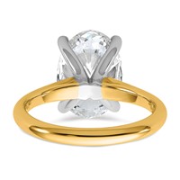 14K Two-tone 4 Carat Certified Lab Grown Diamond VS+ F+ Oval 8X Complete Solitaire Ring view 5