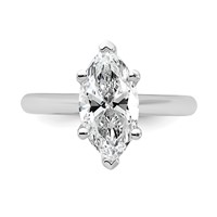 14K White Gold 2 Carat Certified Lab Grown Diamond VS+ F+ Marquise 8X Complete Solitaire Ring view 4