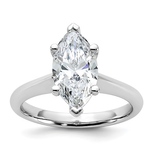 14K White Gold 2 Carat Certified Lab Grown Diamond VS+ F+ Marquise 8X Complete Solitaire Ring