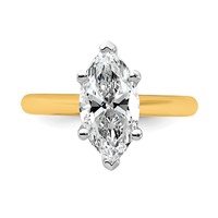 14K Two-tone 2 Carat Certified Lab Grown Diamond VS+ F+ Marquise 8X Complete Solitaire Ring view 4