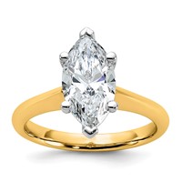 14K Two-tone 2 Carat Certified Lab Grown Diamond VS+ F+ Marquise 8X Complete Solitaire Ring view 1