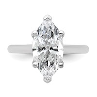 14K White Gold 3 Carat Certified Lab Grown Diamond VS+ F+ Marquise 8X Complete Solitaire Ring view 4