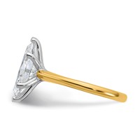 14K Two-tone 3 Carat Certified Lab Grown Diamond VS+ F+ Marquise 8X Complete Solitaire Ring view 3