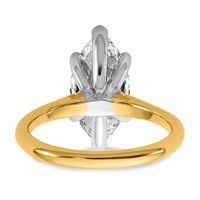 14K Two-tone 3 Carat Certified Lab Grown Diamond VS+ F+ Marquise 8X Complete Solitaire Ring view 5