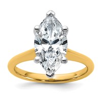 14K Two-tone 3 Carat Certified Lab Grown Diamond VS+ F+ Marquise 8X Complete Solitaire Ring view 1