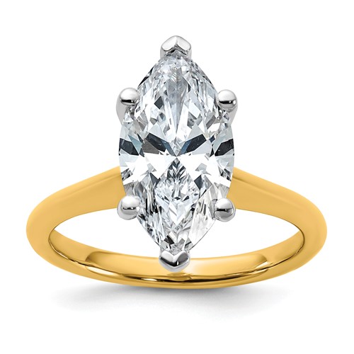 14K Two-tone 3 Carat Certified Lab Grown Diamond VS+ F+ Marquise 8X Complete Solitaire Ring