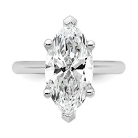 14K White Gold 4 Carat Certified Lab Grown Diamond VS+ F+ Marquise 8X Complete Solitaire Ring view 4