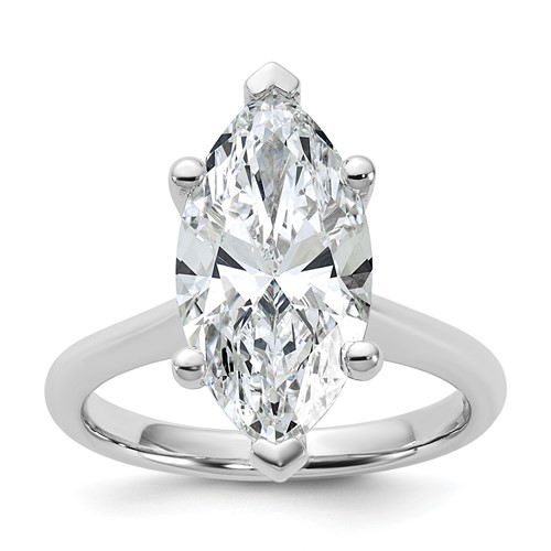 14K White Gold 4 Carat Certified Lab Grown Diamond VS+ F+ Marquise 8X Complete Solitaire Ring
