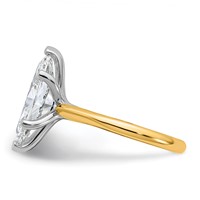 14K Two-tone 4 Carat Certified Lab Grown Diamond VS+ F+ Marquise 8X Complete Solitaire Ring view 3