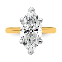 14K Two-tone 4 Carat Certified Lab Grown Diamond VS+ F+ Marquise 8X Complete Solitaire Ring view 4