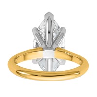 14K Two-tone 4 Carat Certified Lab Grown Diamond VS+ F+ Marquise 8X Complete Solitaire Ring view 5